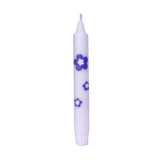 Diner Kaars Retro Flower Lila - 1 stuk