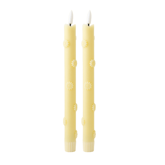 LED 3D Bloemen Kaars Geel RC - Set van 2