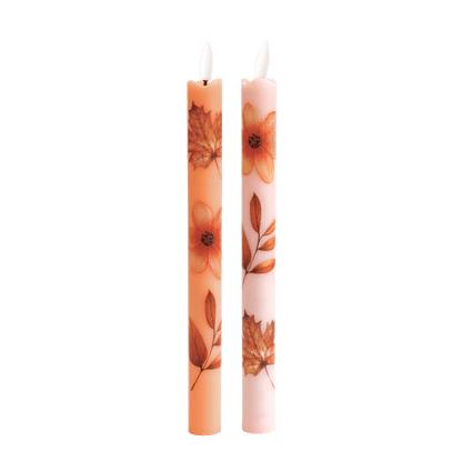 LED Pillar Kaarsen Wildflower RC - Set van 2