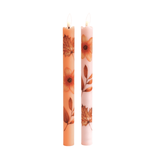 LED Pillar Kaarsen Wildflower RC - Set van 2