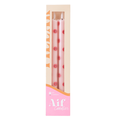 LED Pillar Kaars Smiley Pink - Set van 2