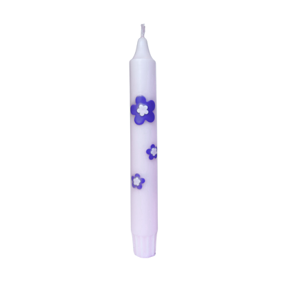 Diner Kaars Retro Flower Lila  - 1 stuk