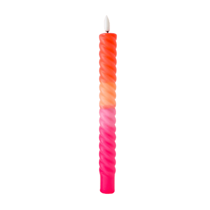 LED Swirl Kaars Roze Oranje RC - 1 stuk