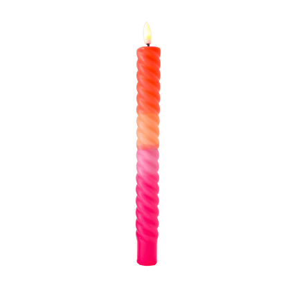 LED Swirl Kaars Roze Oranje RC - 1 stuk