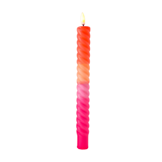LED Swirl Kaars Roze Oranje RC - 1 stuk