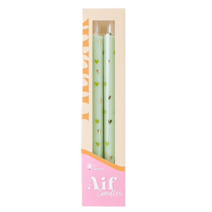 LED-Stumpenkerze Hearts Grün mit Fernbedienung – 2er-Set
