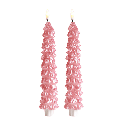 LED Kerstboom Kaarsen Roze RC – Set van 2