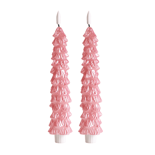 LED Kerstboom Kaarsen Roze RC – Set van 2