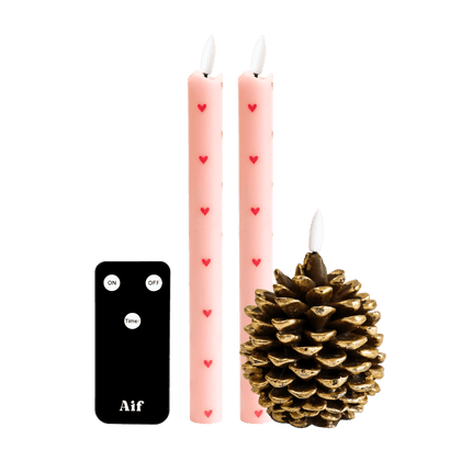 LED-Kerzenset RC – Herzen Pink