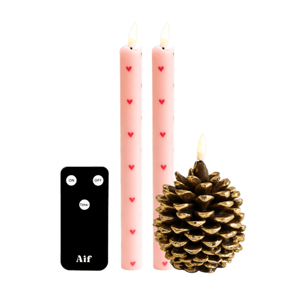 LED-Kerzenset RC – Herzen Pink