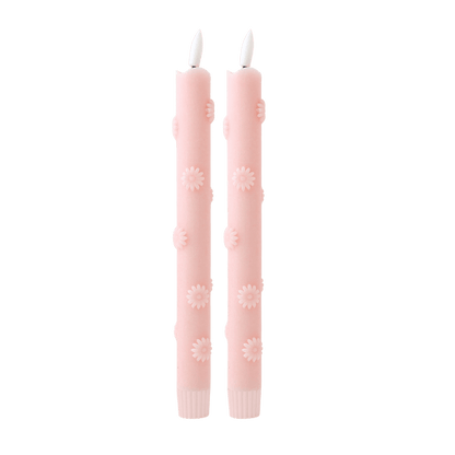 LED 3D Bloemen Kaars Roze RC - Set van 2