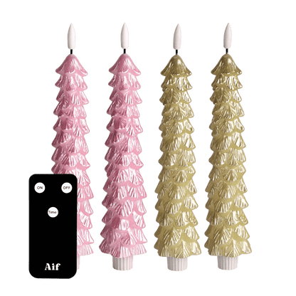LED Kerstboom Kaarsenset RC - Goud & Roze