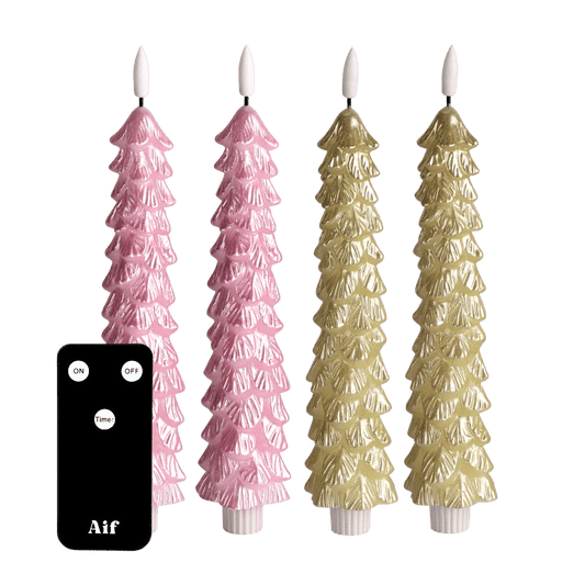 LED Kerstboom Kaarsenset RC - Goud & Roze