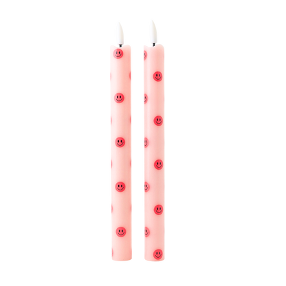 LED Pillar Kaars Smiley Pink - Set van 2