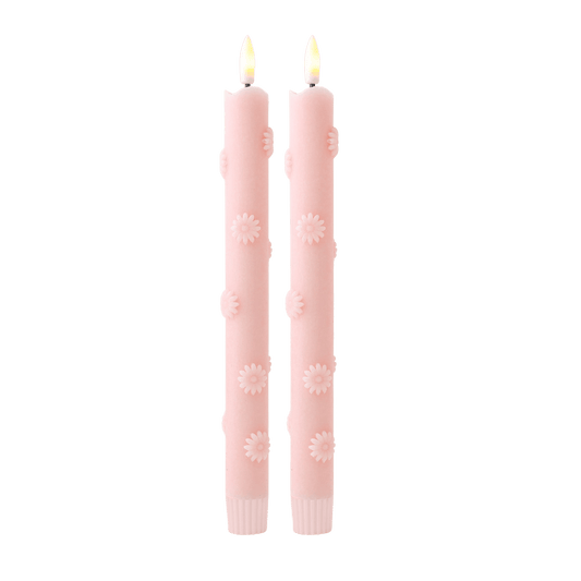 LED 3D Bloemen Kaars Roze RC - Set van 2