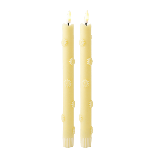 LED 3D Bloemen Kaars Geel RC - Set van 2
