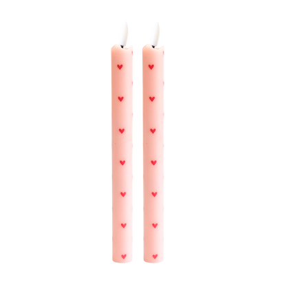 LED-Wachskerzen Herzen Pink mit Fernbedienung – 2er-Set