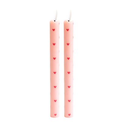 LED-Wachskerzen Herzen Pink mit Fernbedienung – 2er-Set