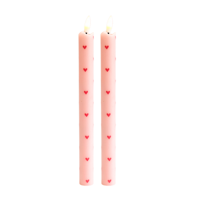 LED-Wachskerzen Herzen Pink mit Fernbedienung – 2er-Set