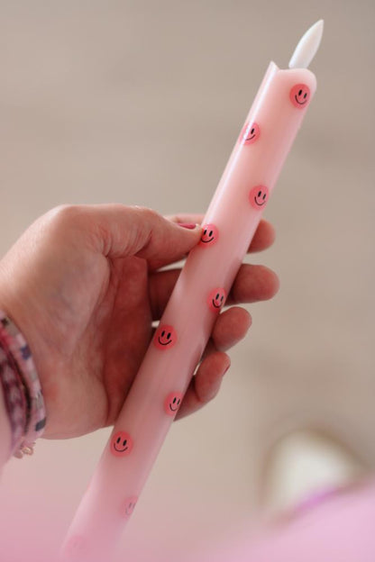 LED Pillar Kaars Smiley Pink - Set van 2