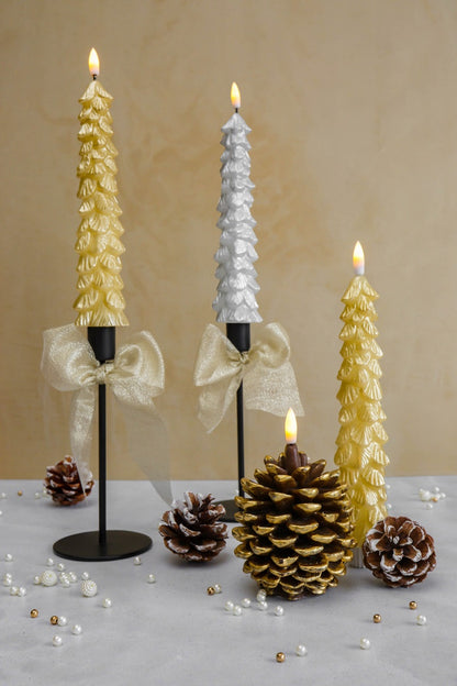 LED-Weihnachtsbaumkerze Silber FB - 2er-Set