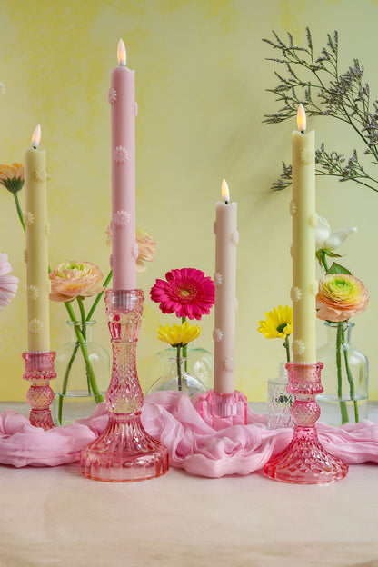 LED 3D Bloemen Kaars Roze RC - Set van 2