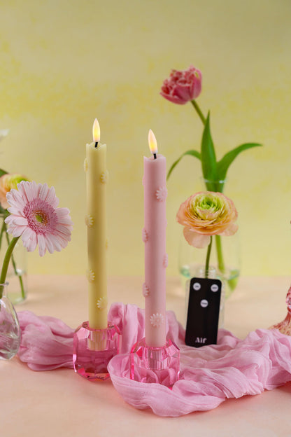 LED 3D Bloemen Kaars Roze RC - Set van 2