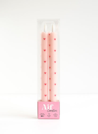 LED-Wachskerzen Herzen Pink mit Fernbedienung – 2er-Set