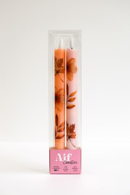 LED Pillar Kaarsen Wildflower RC - Set van 2
