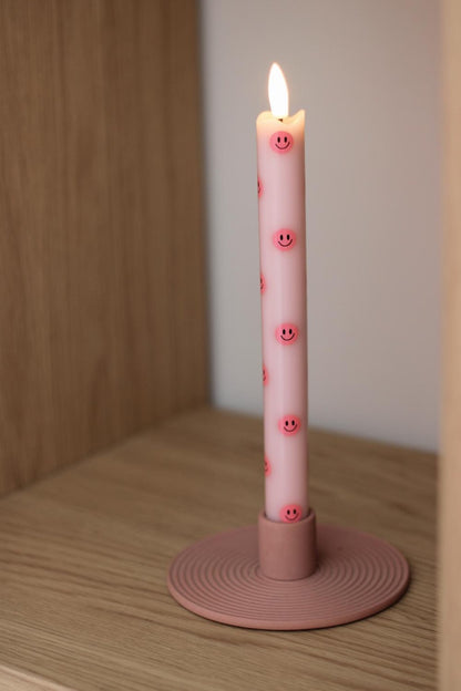 LED Pillar Kaars Smiley Pink - Set van 2