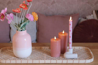 LED Pillar Kaars Smiley Pink - Set van 2
