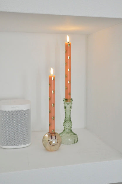 LED Pillar Kaarsen Happy Oranje RC -  Set van 2