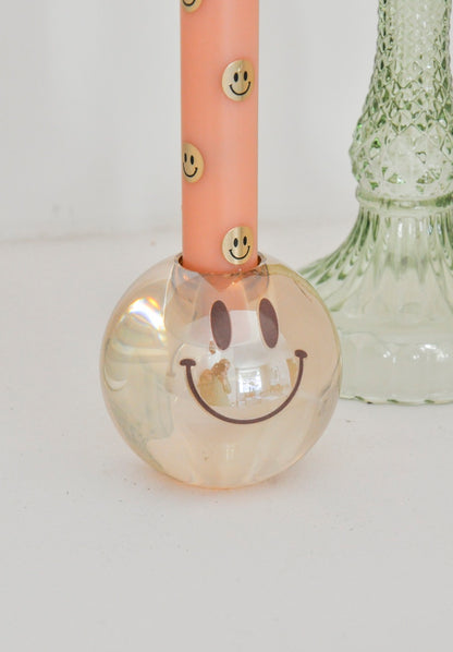 LED Pillar Kaarsen Happy Oranje RC -  Set van 2