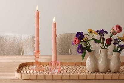 LED 3D Bloemen Kaars Roze RC - Set van 2