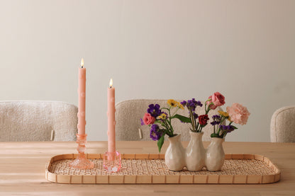 LED 3D Bloemen Kaars Roze RC - Set van 2